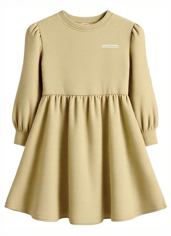 Vestido Godê Curto Texturizado Areia