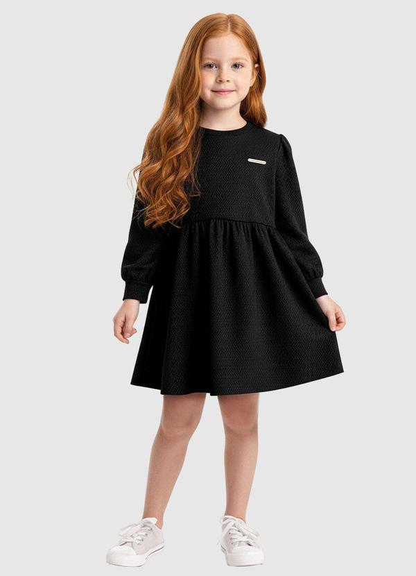 Vestido Godê Curto Texturizado Preto