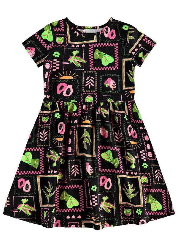 Vista 2 Vestido Godê Curto Tropical Preto Malwee Kids Malwee Kids