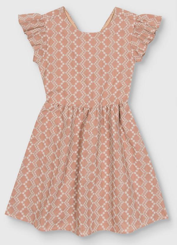 Vestido Godê em LaÃse com Linho Marrom