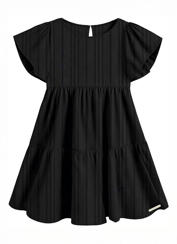 Vestido Godê em Plumetis Preto