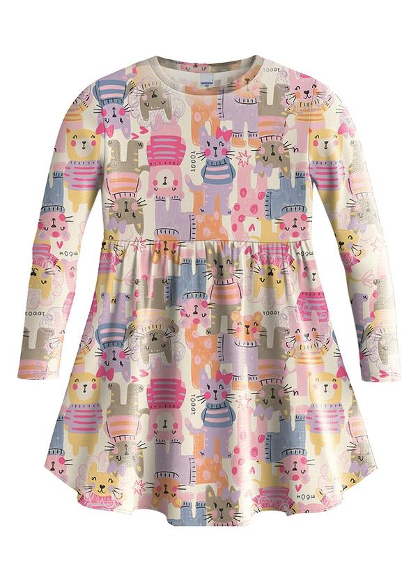Vestido Godê Gatinhos em Cotton Off White