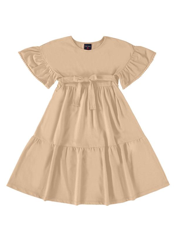 Vestido Godê Infantil em Meia Malha Bege