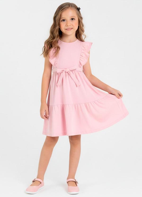 Vestido Godê Infantil em Meia Malha Rosa
