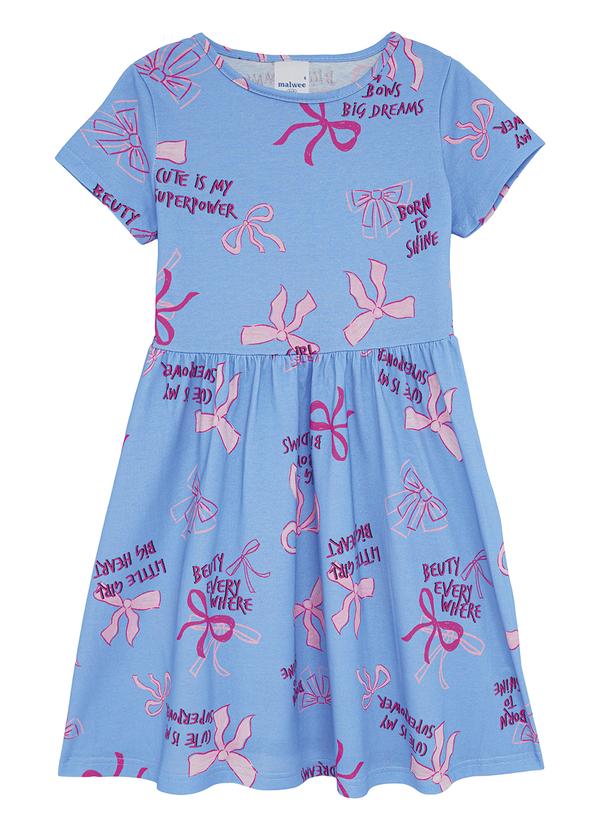 Vestido Godê Laços com Manga Azul