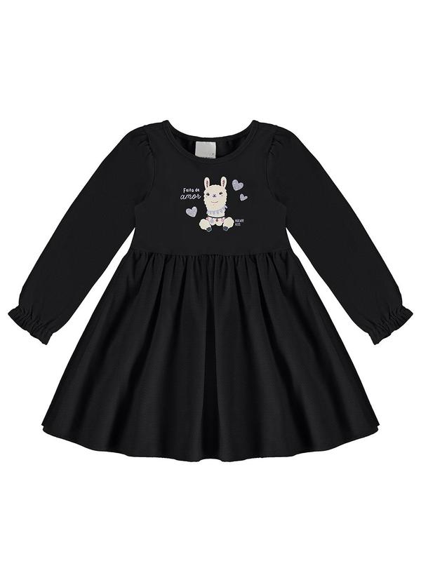 Vista 2 Vestido Godê Lhama MeninaPreto Malwee Kids Malwee Kids