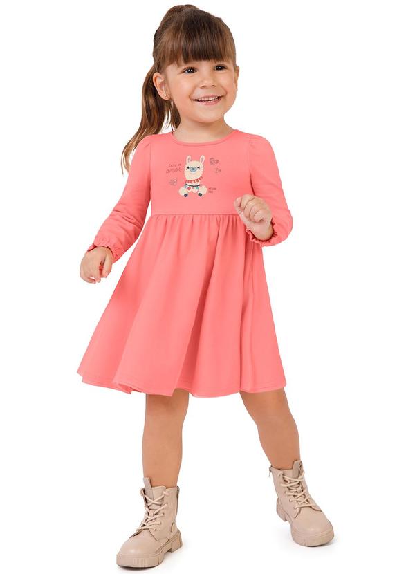 Vista 2 Vestido Godê Lhama Menina Rosa Malwee Kids Malwee Kids