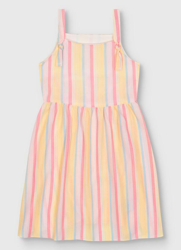 Vestido Godê Listrado com Lurex Amarelo