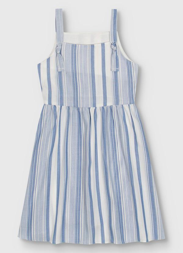 Vestido Godê Listrado com Lurex Azul