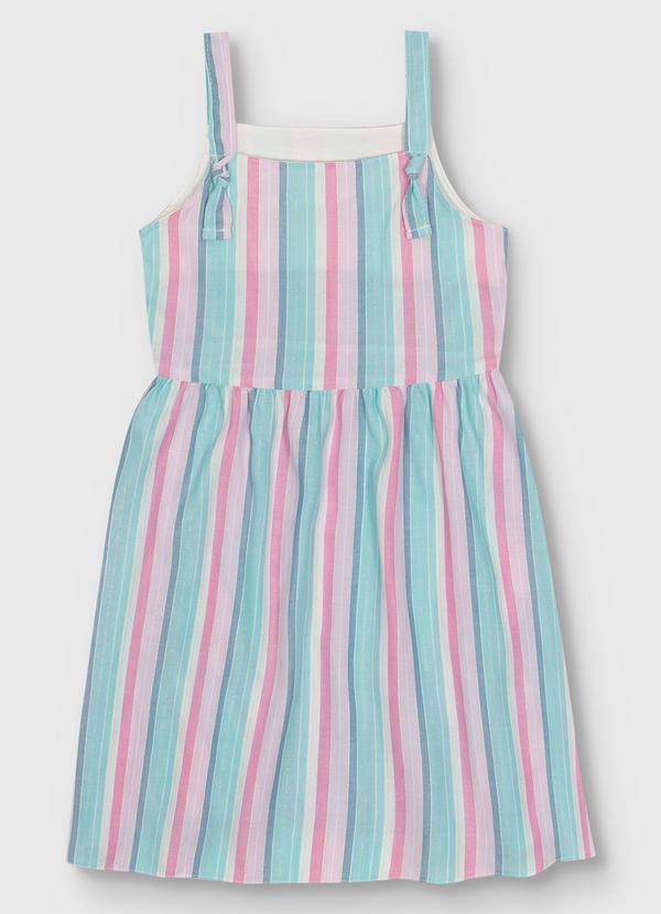 Vestido Godê Listrado com Lurex Verde