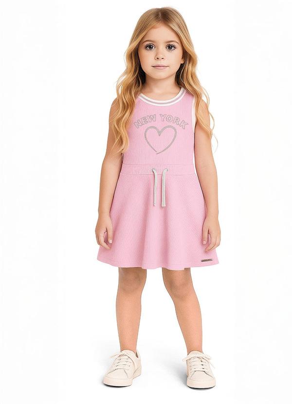 Vestido Godê New York com Bordado Rosa Claro