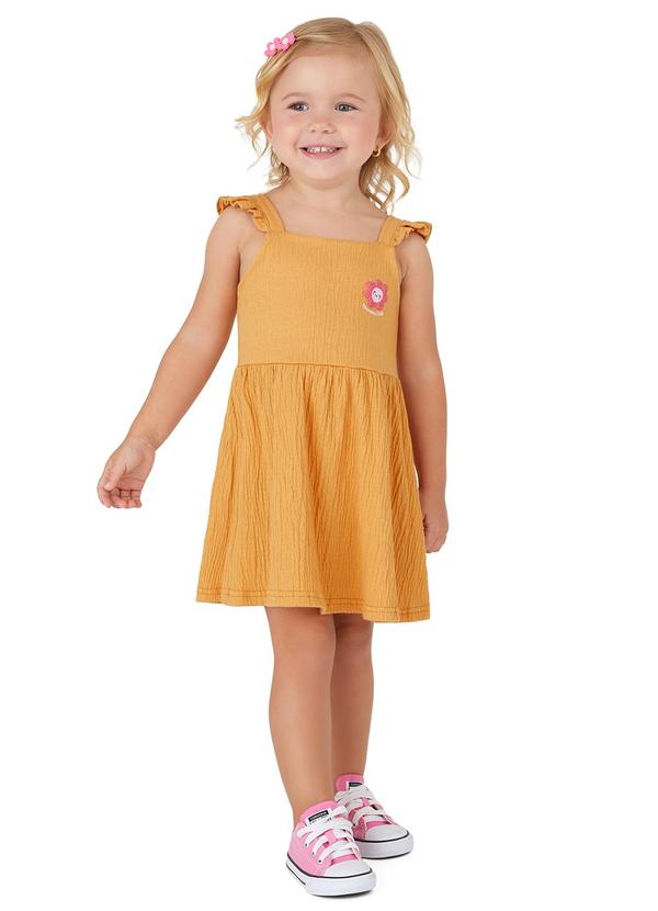 Vista 2 Vestido Godê Texturizado Amarelo Escuro Malwee Kids Malwee Kids