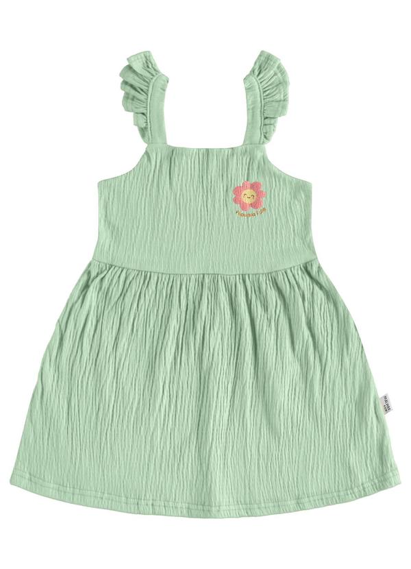Vista 2 Vestido Godê Texturizado Verde Menta Malwee Kids Malwee Kids