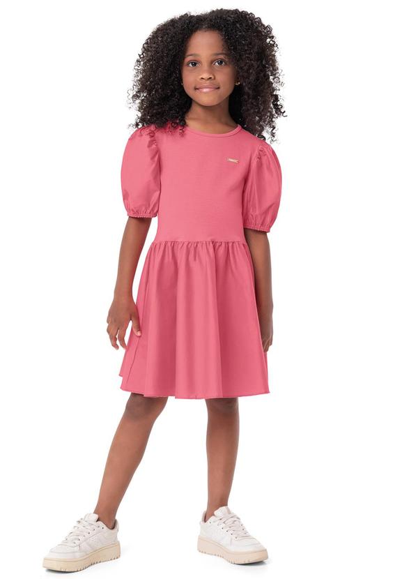 Vestido Goiaba Evasê em Cotton Menina