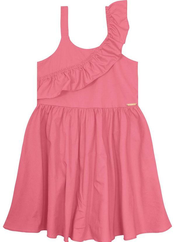 Vestido Goiaba Godê em Algodão Stretch Menina
