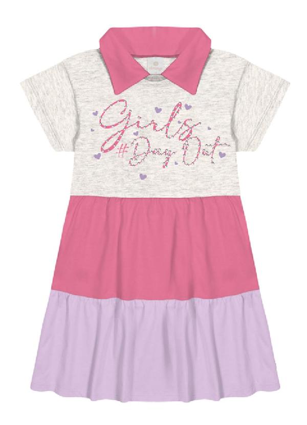 Vestido Gola Polo Mescla, Rosa Multicores