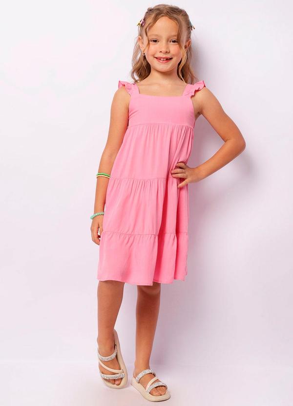 Vestido Infantil Alça Babado Três Marias Rosa