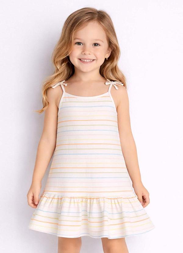 Vestido Infantil Alça com Laço nas Pontas Bege
