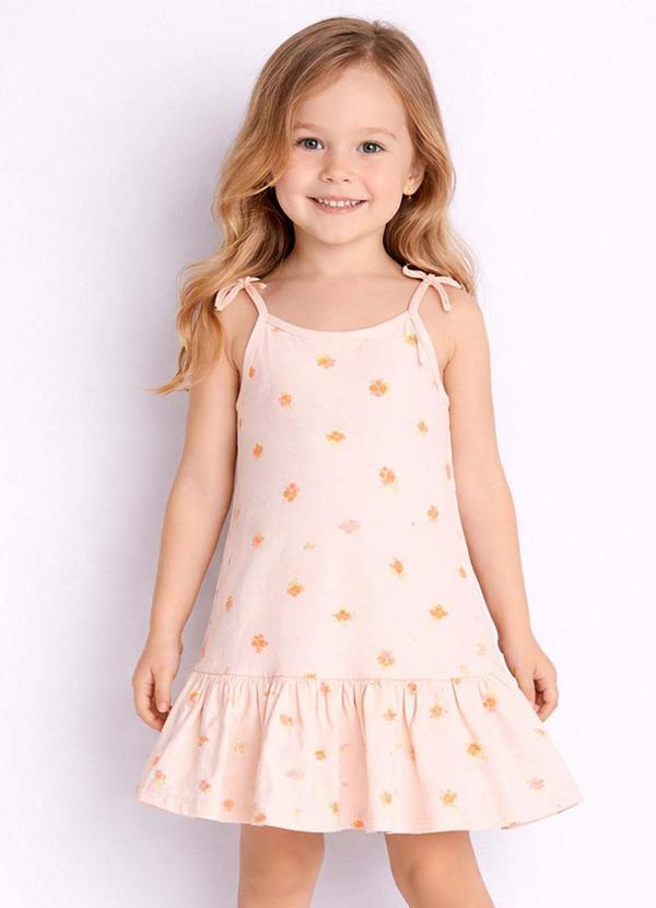 Vestido Infantil Alça com Laço nas Pontas Rosa