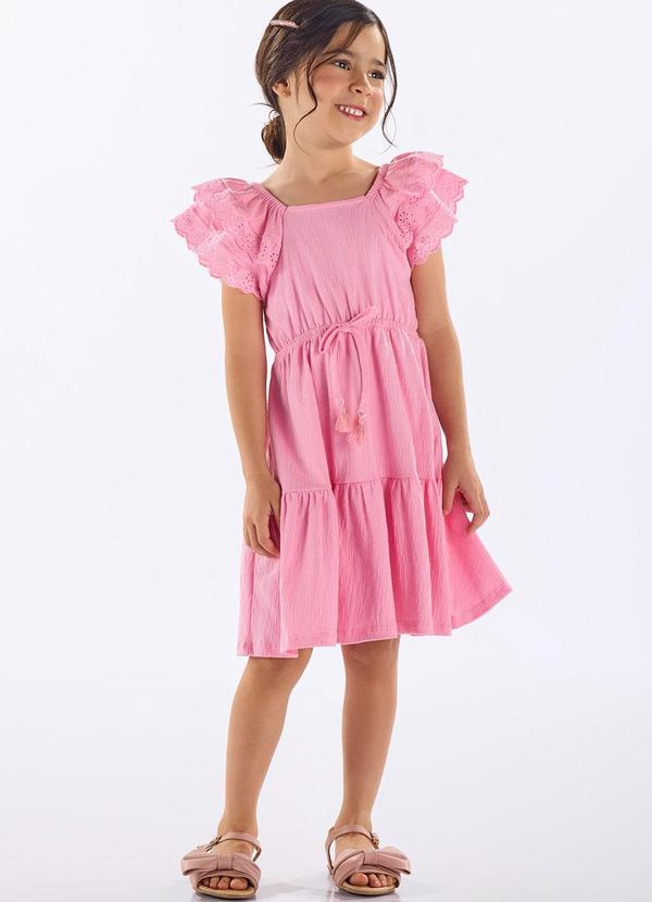 Vestido Infantil Algodão e Elastano Rosa