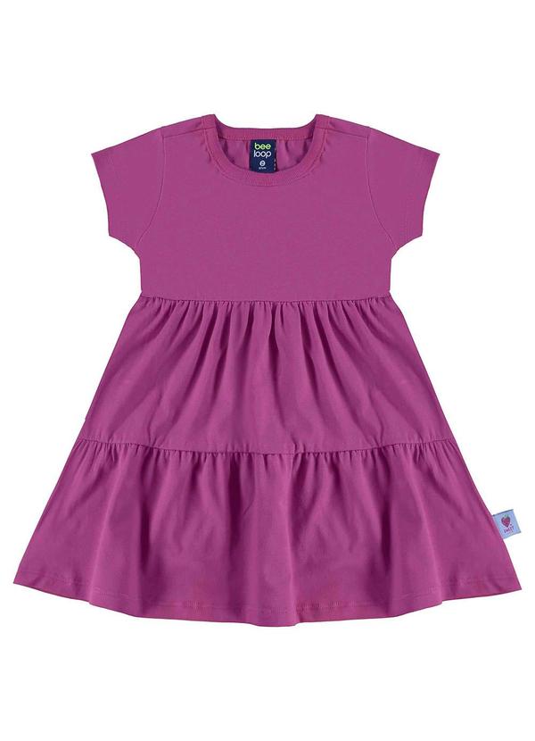 Vista 2 Vestido Infantil Algodão Roxo Bee Loop Bee Loop
