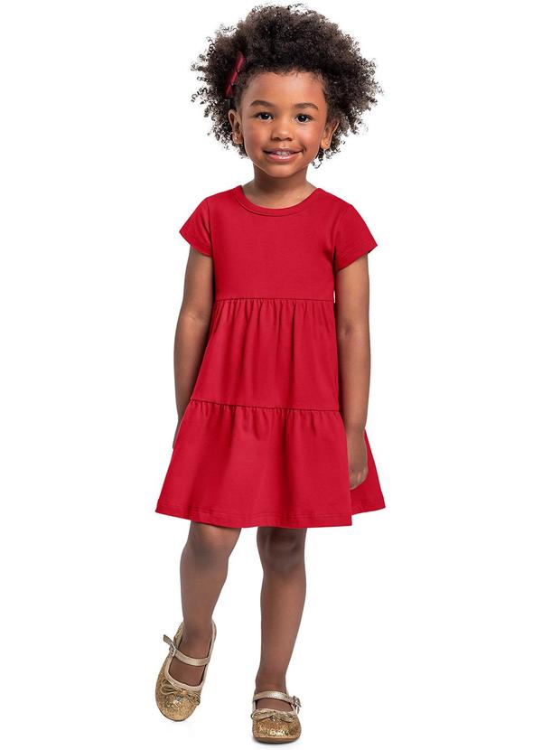 Vista 2 Vestido Infantil Algodão Vermelho Bee Loop Bee Loop