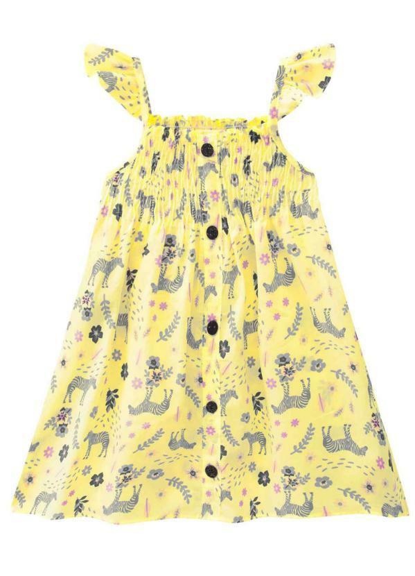 Vista 2 Vestido Infantil Amarelo Milon Milon
