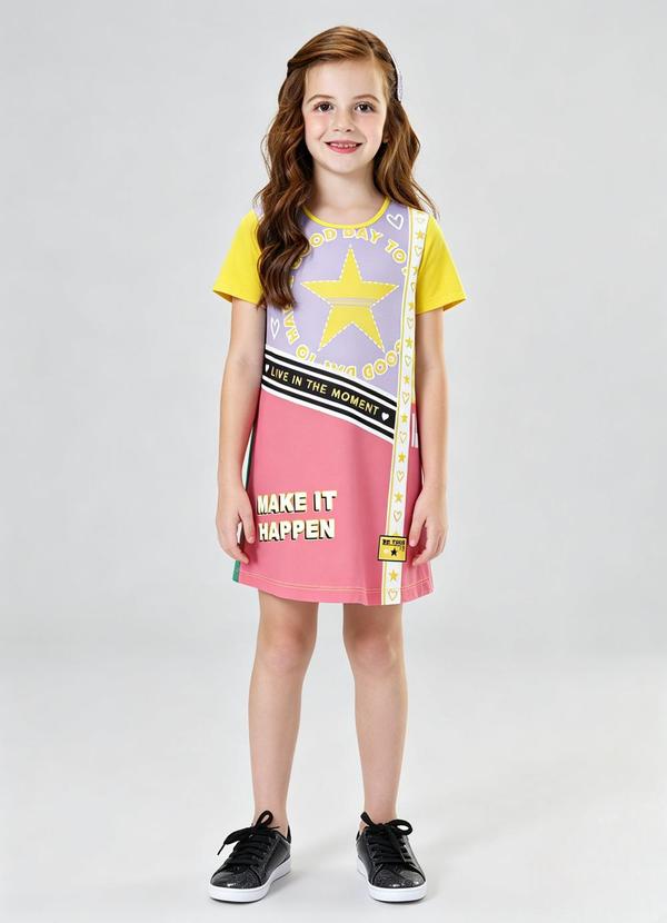 Vista 2 Vestido Infantil Amarelo Milon Milon