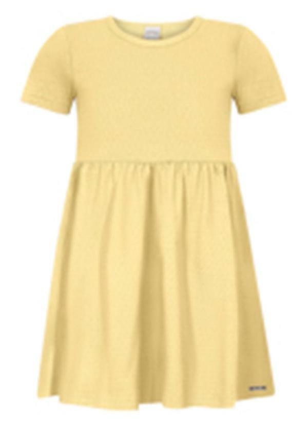Vestido Infantil Básico de Mangas Curtas Amarelo