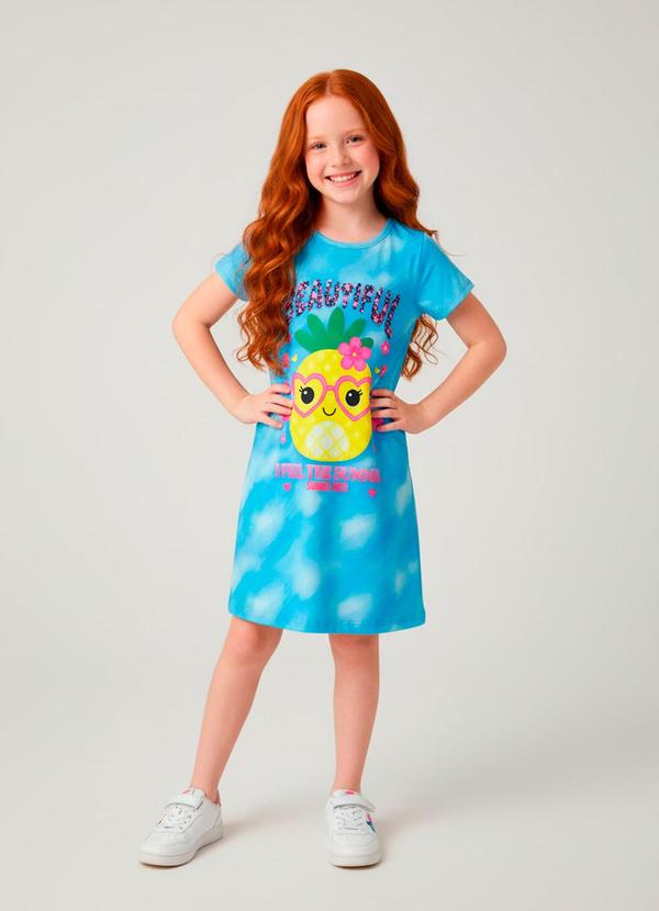 Vestido Infantil Beautiful Abacaxi Azul