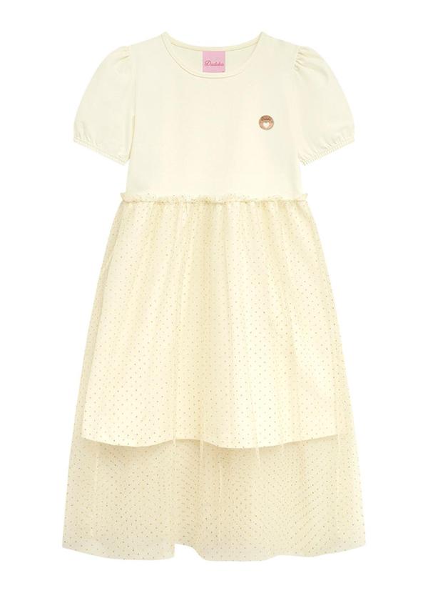 Vista 2 Vestido Infantil Bege Duduka Duduka