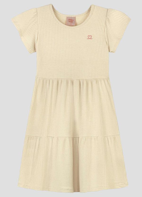 Vestido Infantil Canelado Bege