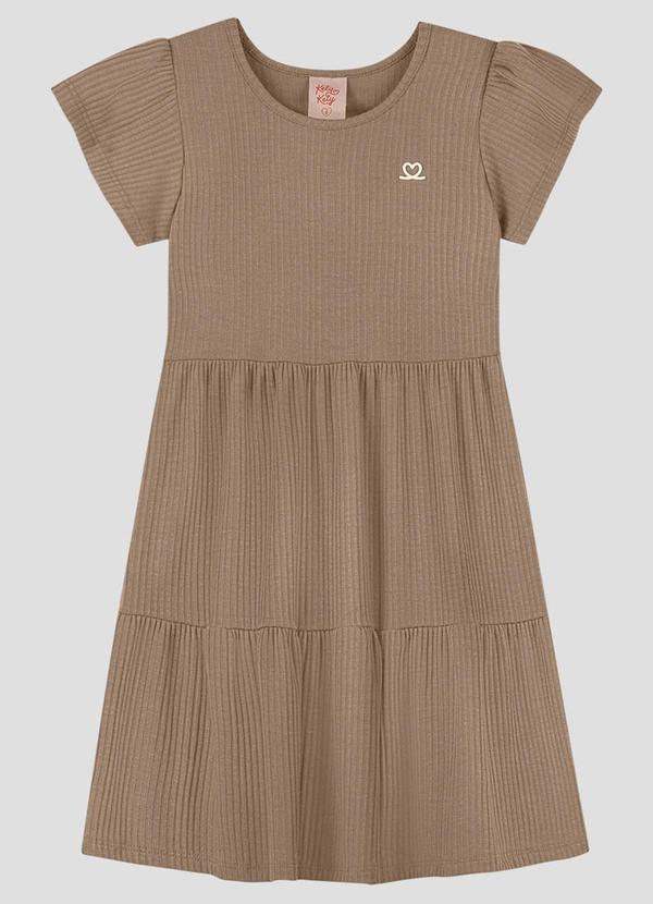 Vestido Infantil Canelado Marrom