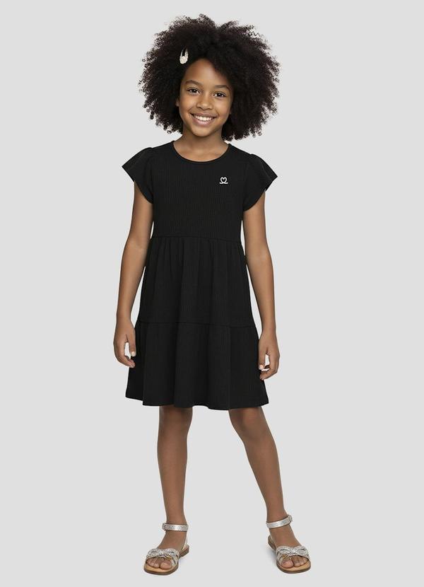 Vestido Infantil Canelado Preto