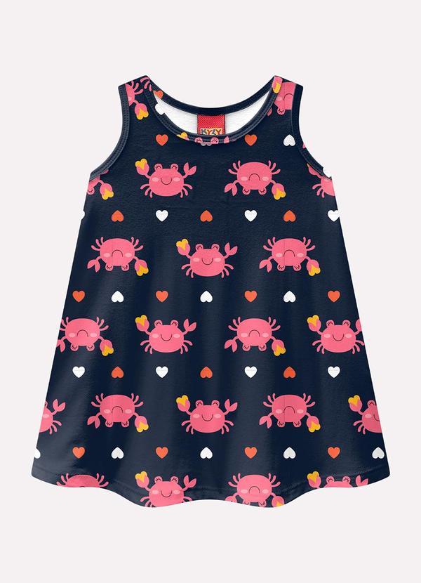 Vestido Infantil Carangueijos Azul Marinho