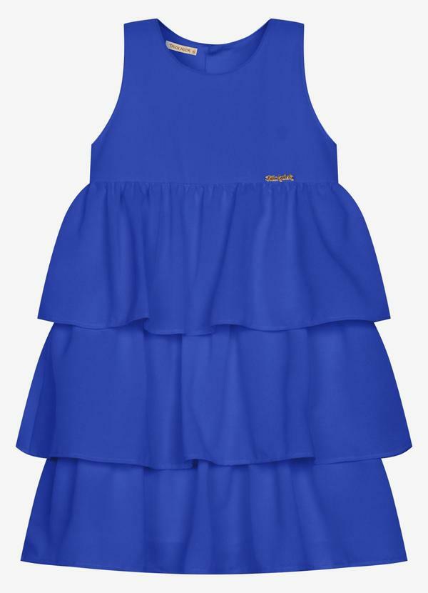 Vestido Infantil Chiffon Babados Azul