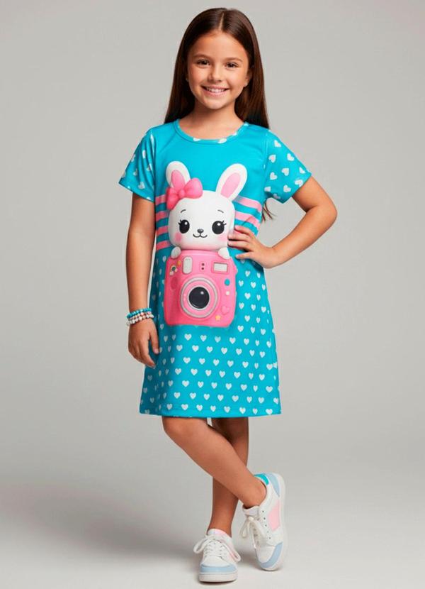 Vestido Infantil Coelha de Câmera Verde