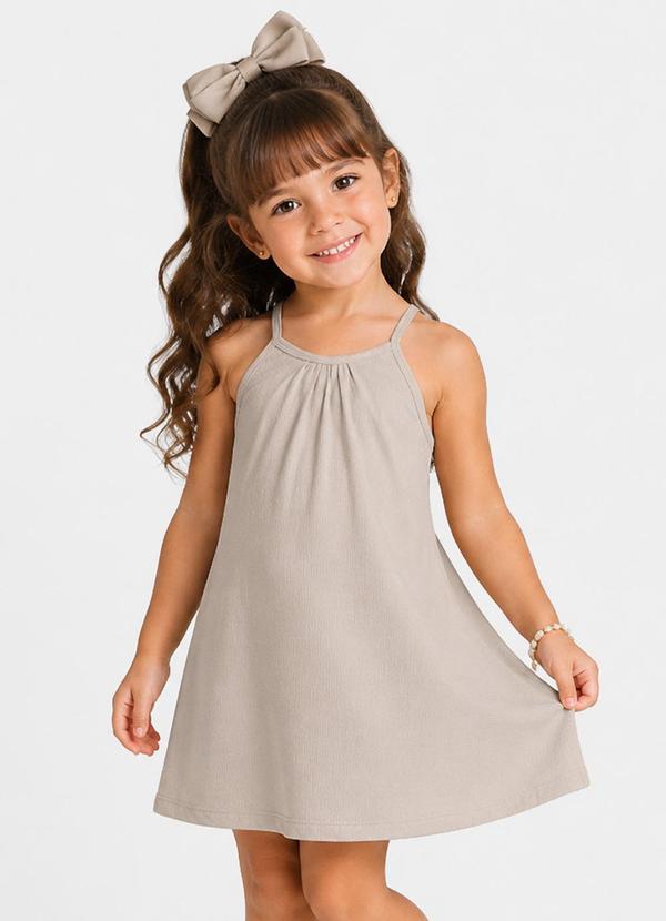 Vestido Infantil com Alças Bege