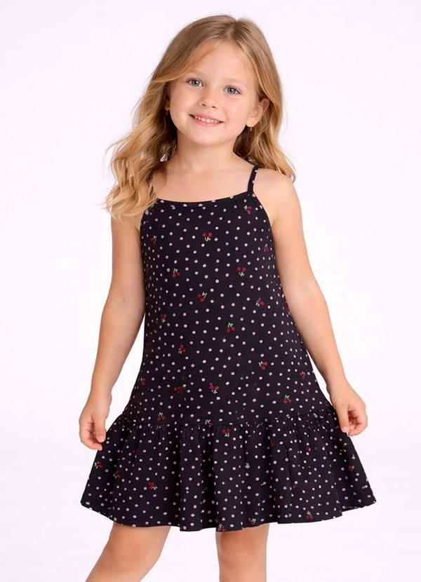 Vestido Infantil com Alças e Babado Azul