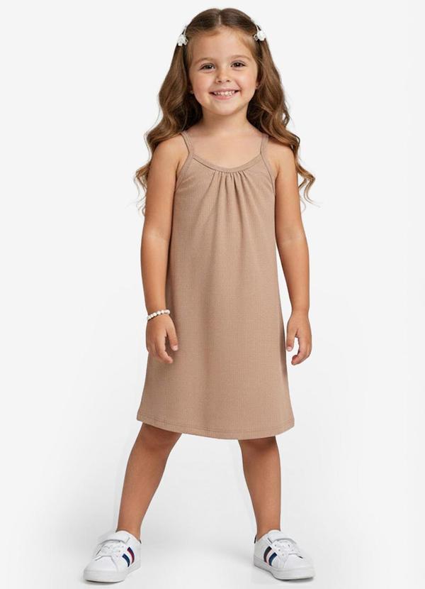Vestido Infantil com Alças Marrom