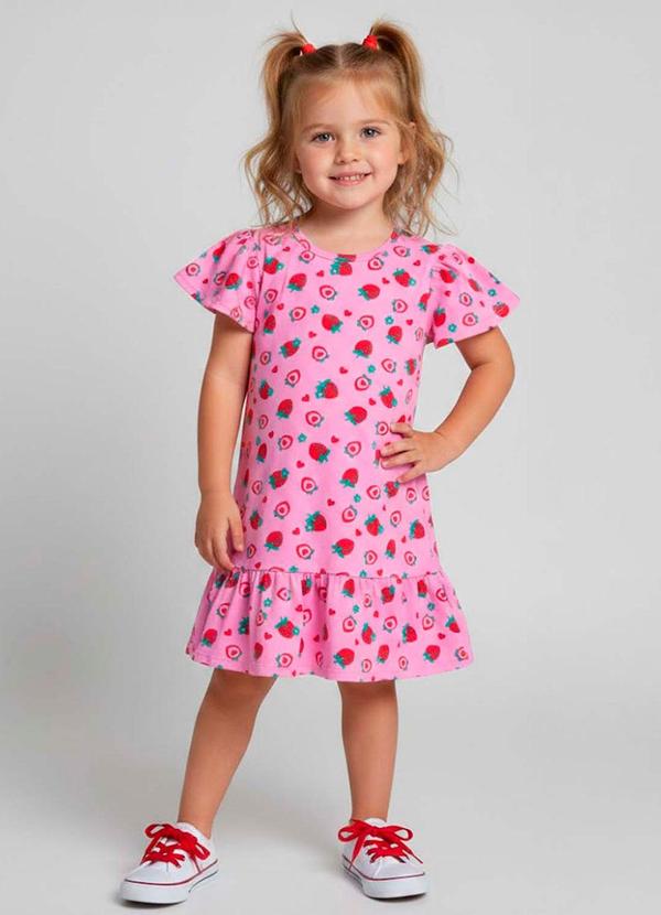 Vestido Infantil com Babado Franzido Vermelho