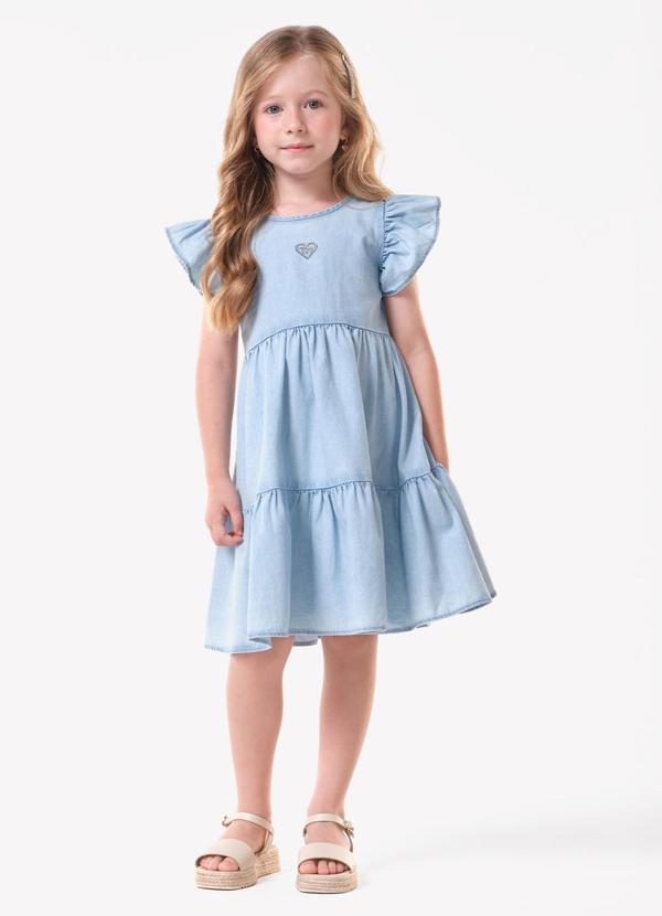 Vestido Infantil com Babados Azul