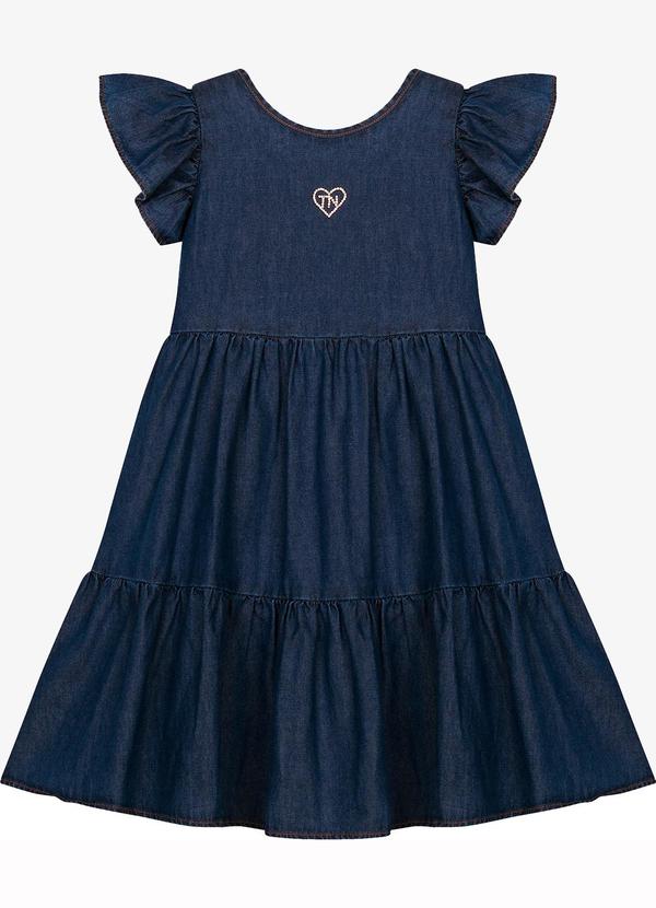 Vestido Infantil com Babados Azul