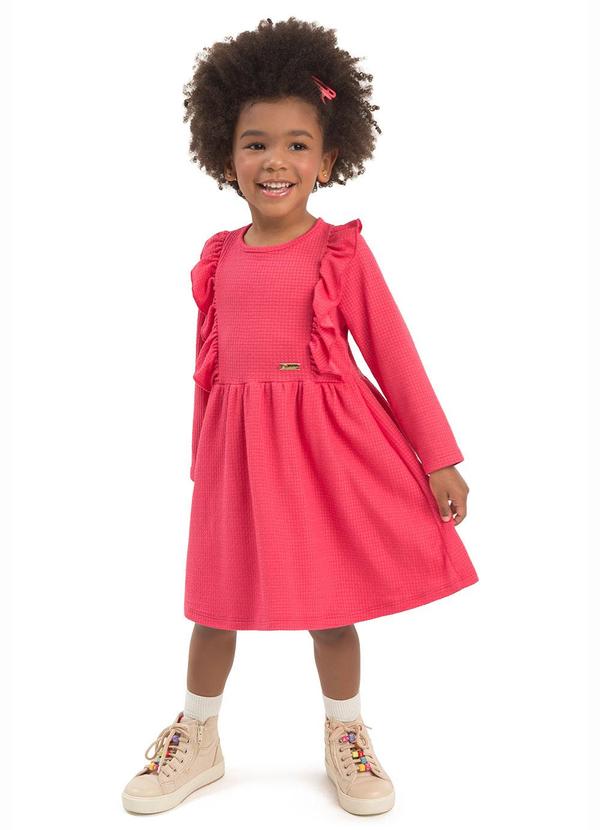 Vestido Infantil com Babados Rosa