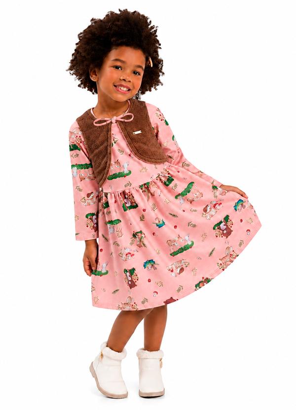 Vestido Infantil com Bolero Rosa
