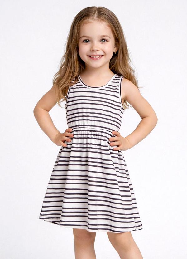 Vestido Infantil com Cintura Franzida Azul