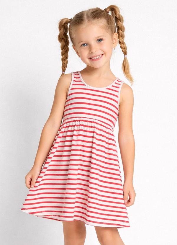 Vestido Infantil com Cintura Franzida Vermelho