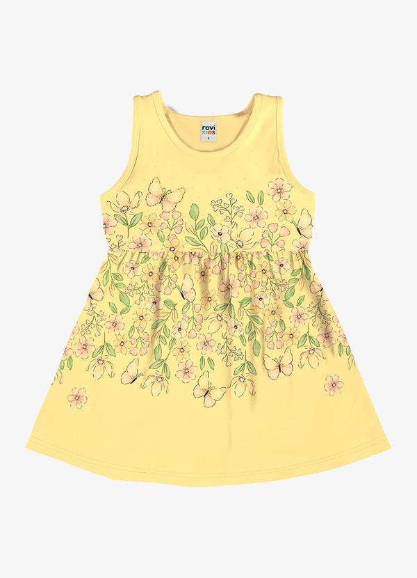Vestido Infantil com Estampa Floral Amarelo