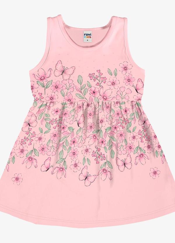 Vestido Infantil com Estampa Floral Rosa