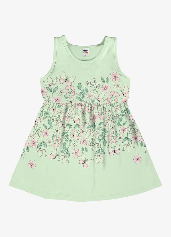 Vestido Infantil com Estampa Floral Verde